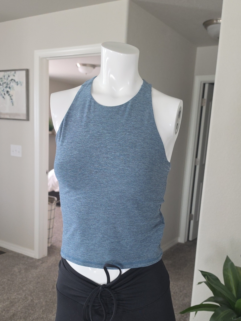 Girls' Heather Blue Cropped Tank Top